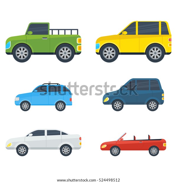 Passenger Car Cartoon Models Sedan Hatchback 库存矢量图 免版税
