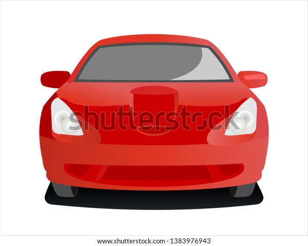 Passenger car, front view. Fast car.\
Modern flat vector illustration isolated on white\
background.
