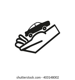 passenger car, a hand icon