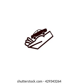 passenger car, a hand icon