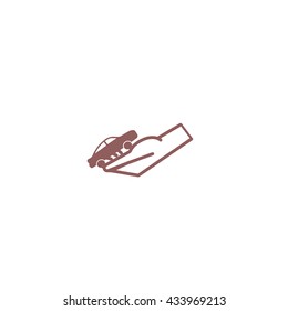 passenger car, a hand icon