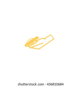 passenger car in a hand icon