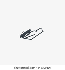 passenger car, a hand icon