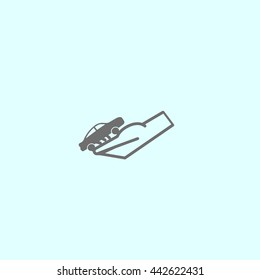 passenger car, a hand icon