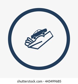 passenger car, a hand icon