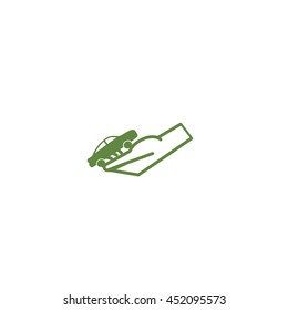 passenger car, a hand icon