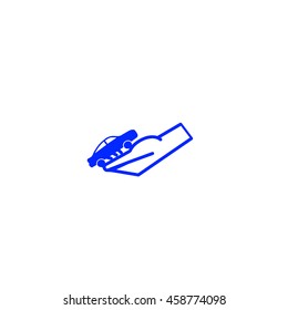 passenger car, a hand icon