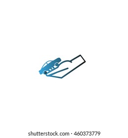 passenger car, a hand icon
