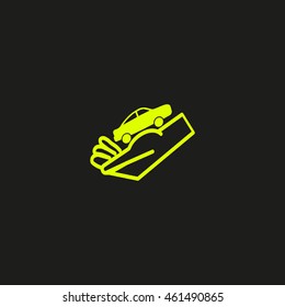 passenger car, a hand icon