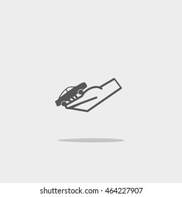 passenger car, a hand icon