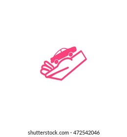 passenger car, a hand icon