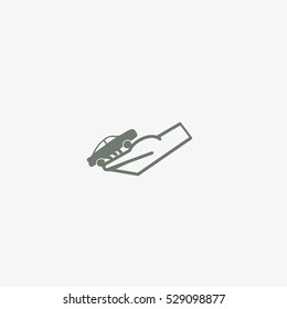 passenger car, a hand icon