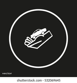 passenger car, a hand icon
