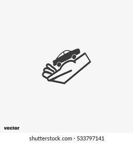 passenger car, a hand icon