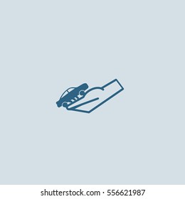 passenger car, a hand icon