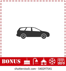 Passenger car icon flat. Simple vector symbol and bonus icon