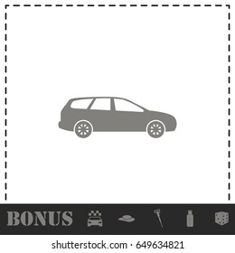 Passenger car icon flat. Simple vector symbol and bonus icon