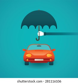 Passenger car insurance vector concept in flat style