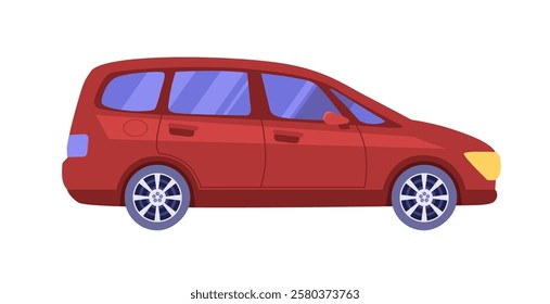 Passenger car on an isolated background. Vector illustration in a flat style