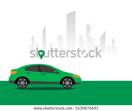 Passenger car. Online car  transportation. Vector illustration concept
