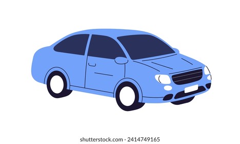 Passenger car, road vehicle. Auto motor engine wheeled transport. Abstract 2-door compact automobile model. Flat vector illustration isolated on white background