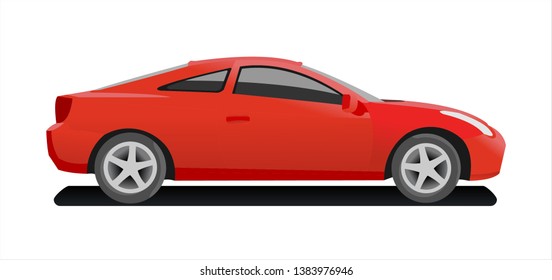 Passenger car, side view. Fast car. Modern flat vector illustration isolated on white background.