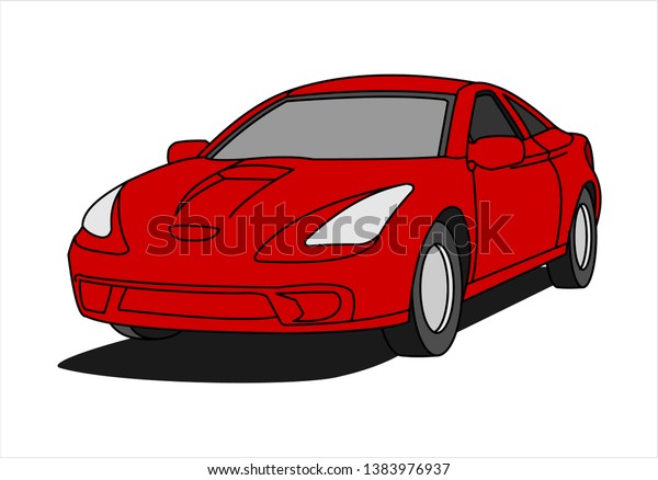 Passenger car,
three-quarter view. Fast car. Modern flat vector illustration
isolated on white
background.