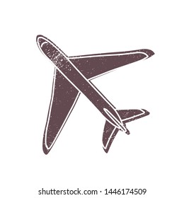 Passenger or cargo airliner or civil aircraft isolated on white background. Plane, jumbo jet or airplane flying in air. Commercial airlines. Modern transportation. Monochrome vector illustration.