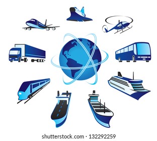 Passenger and cargo transportations around the world - vector illustration