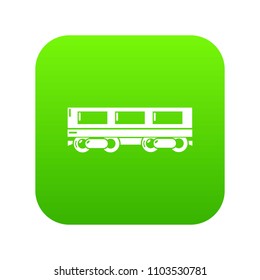 Passenger carriage icon green vector isolated on white background