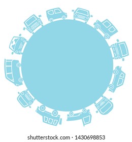 passenger cars of silhouette circle - light blue -