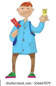 a passenger is checking and boarding for flight - cartoon - character.