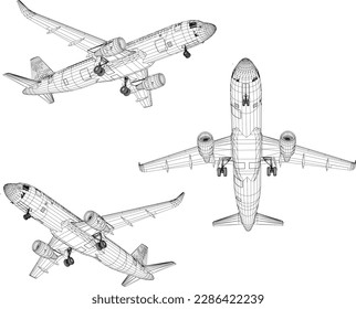 Passenger commercial airplane illustration vector sketch