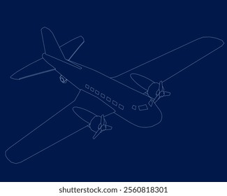 passenger contour plane vector illustration flat style isometric