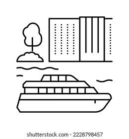 passenger cruise ship liner line icon vector. passenger cruise ship liner sign. isolated contour symbol black illustration