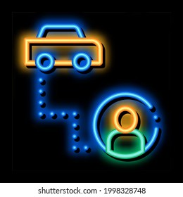 Passenger Destination Online Taxi neon light sign vector. Glowing bright icon sign. transparent symbol illustration