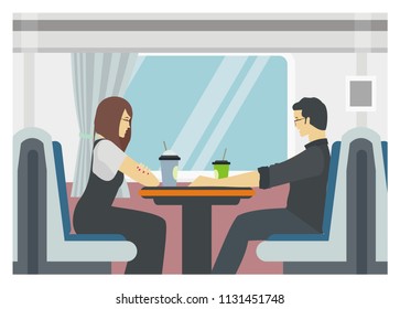 passenger in the dinning car/traincar
