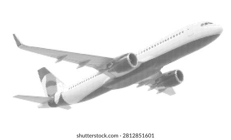 passenger drawing background stipple dotted isolated clipart illustration flying transport flight passenger travel plane airplane halftone jet aircraft