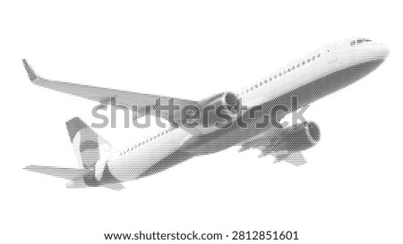 passenger drawing background stipple dotted isolated clipart illustration flying transport flight passenger travel plane airplane halftone jet aircraft