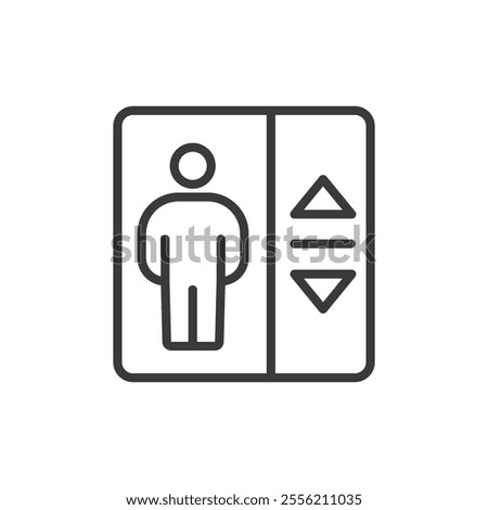 Passenger elevator, icon in line design. Passenger, elevator, lift, transportation, vertical, cabin, floor on white background vector. Passenger elevator editable stroke icon