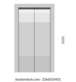 Ascensor de pasajeros, ascensor con puerta metálica cerrada en el interior de la oficina. Ilustración vectorial.