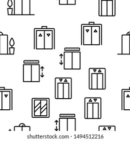Passenger Elevator, Lift Vector Seamless Pattern Contour Illustration