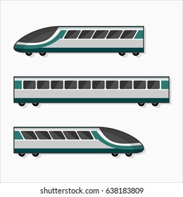 Passenger express train. Flat style vector illustration
