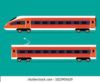 Passenger express train isolated. Vector flat style illustration