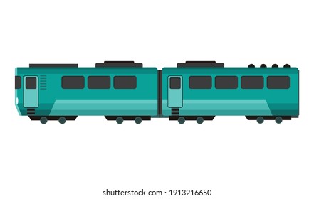 Passenger express train. Railway carriage. Cartoon subway or high speed train. Vector icon for web design or game scene