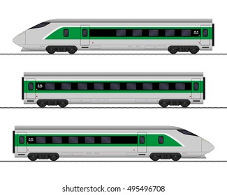 Passenger express train. Railway carriage. vector