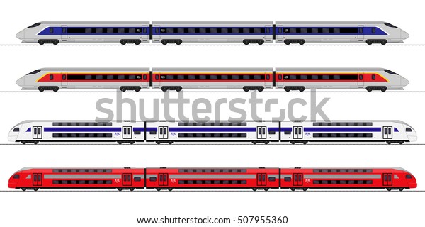 Passenger Express Train Railway Carriage Set Stock Vector (Royalty Free ...