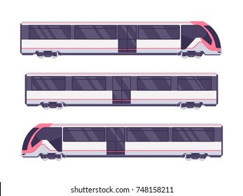 Passenger express train. Subway transport underground train. Metro train vector illustration