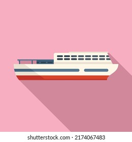 Passenger ferry icon flat vector. River ship. Water sea