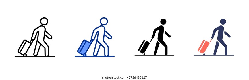 Passenger Flow icon set multiple style collection